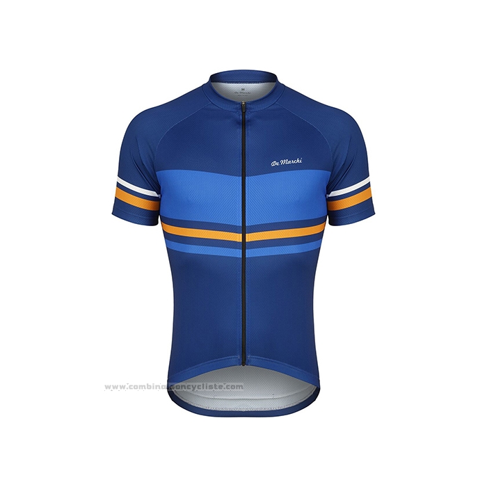 2021 Maillot Cyclisme de Marchi Bleu Manches Courtes et Cuissard